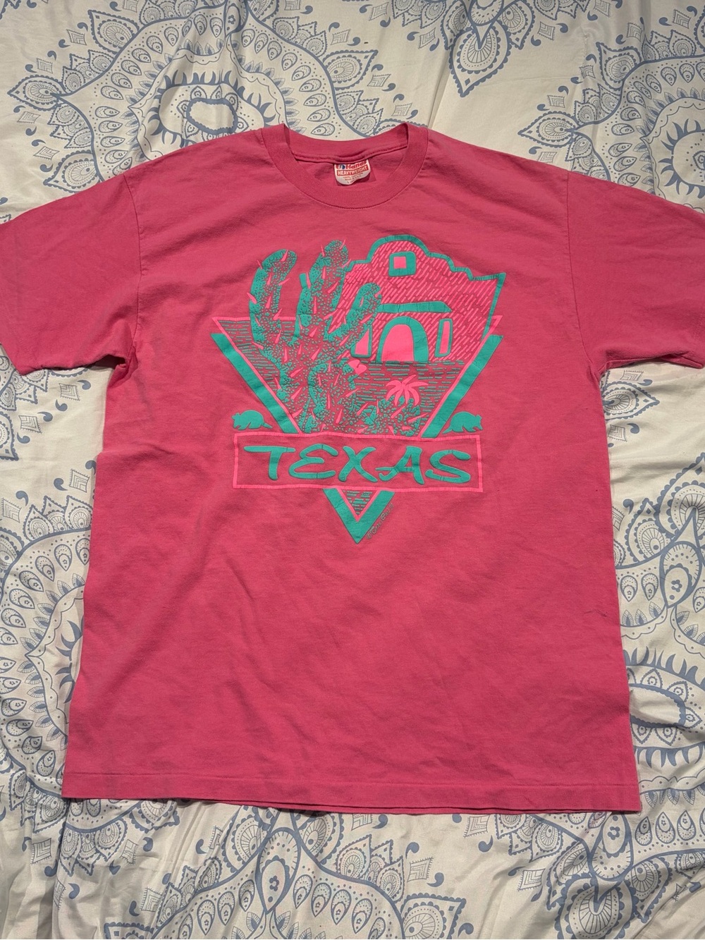 90s Vintage Single Stitch Texas Graphic Short-Sleeve Tee - Pink Skateboard